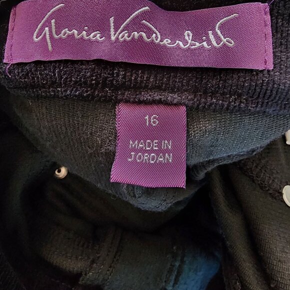 Gloria Vanderbilt Vickie Womens Black Corduroy Pants Stretchy Size 16 Average - Picture 8 of 8